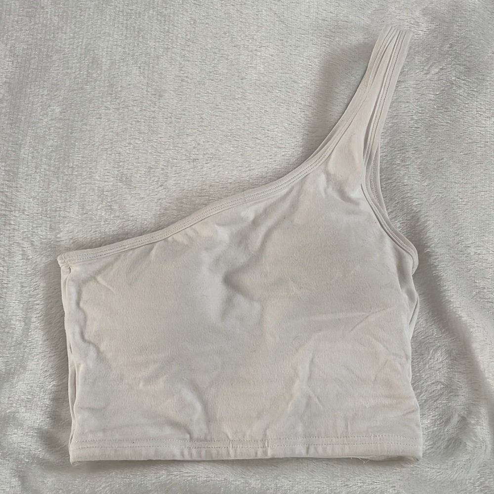 Klassy Network White One Shoulder Top (Cropped) Size XS